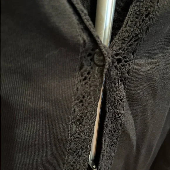 Black Women's Cardigan with lace trim - Picture 5 of 9